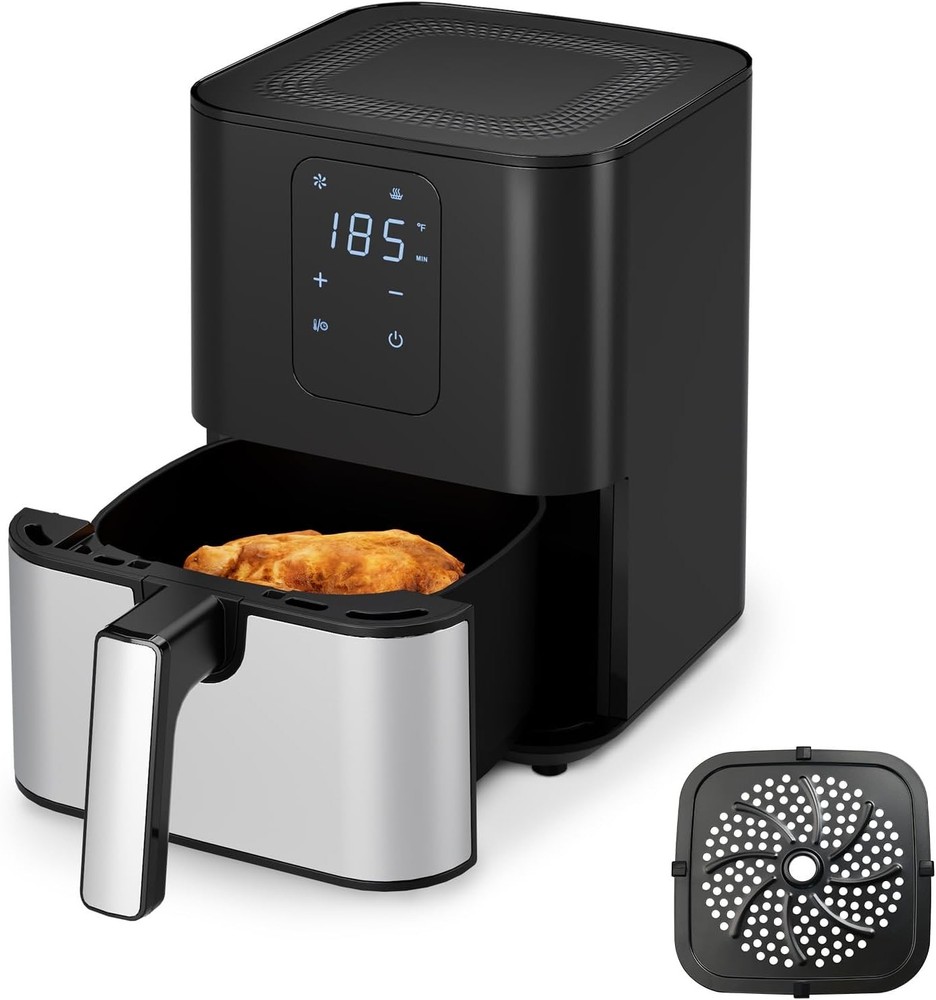 Compact 4.5QT Air Fryer Oven with 1-Touch Digital Display, Space Saving & Non-Stick