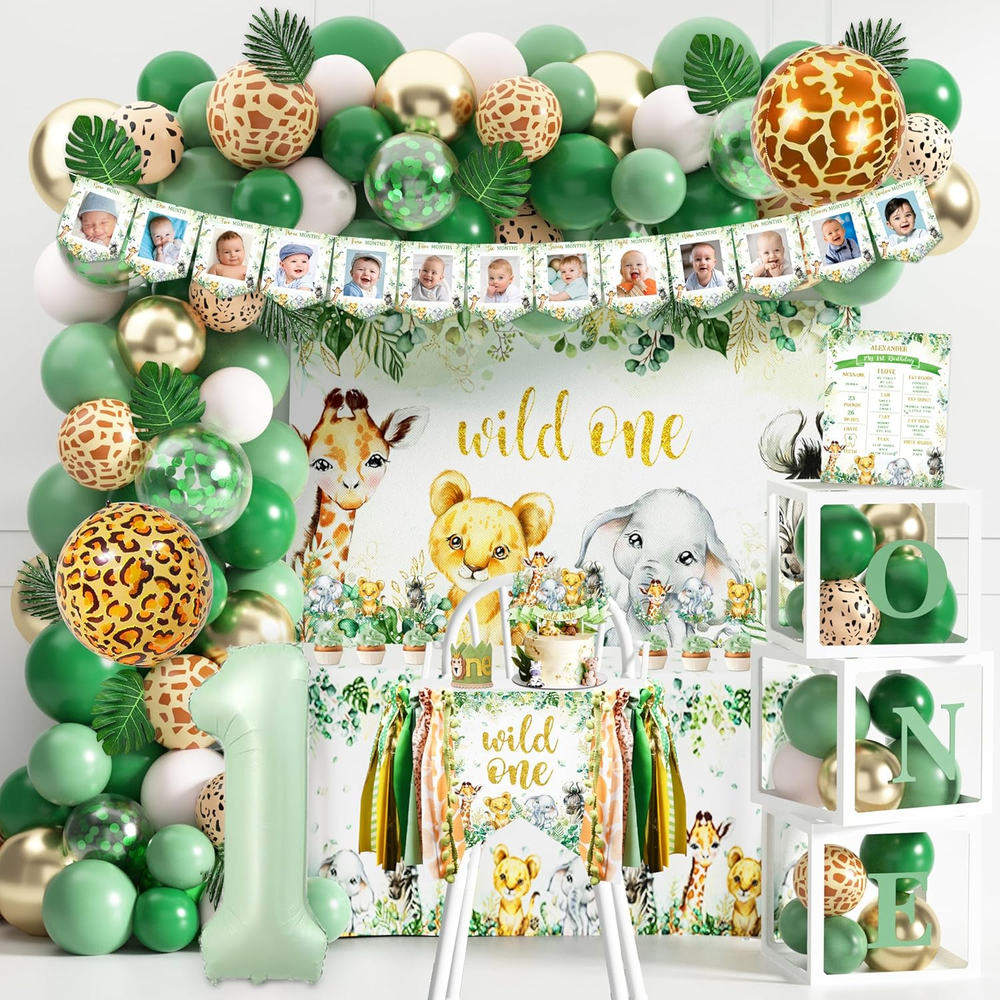 Safari Jungle Themed First Birthday Decorations by Wild One