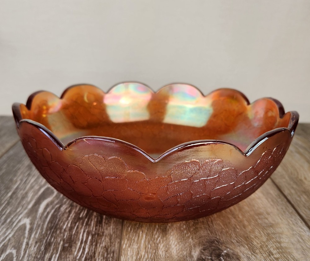 Jeannette Marigold Carnival Crackle Glass Bowl 9