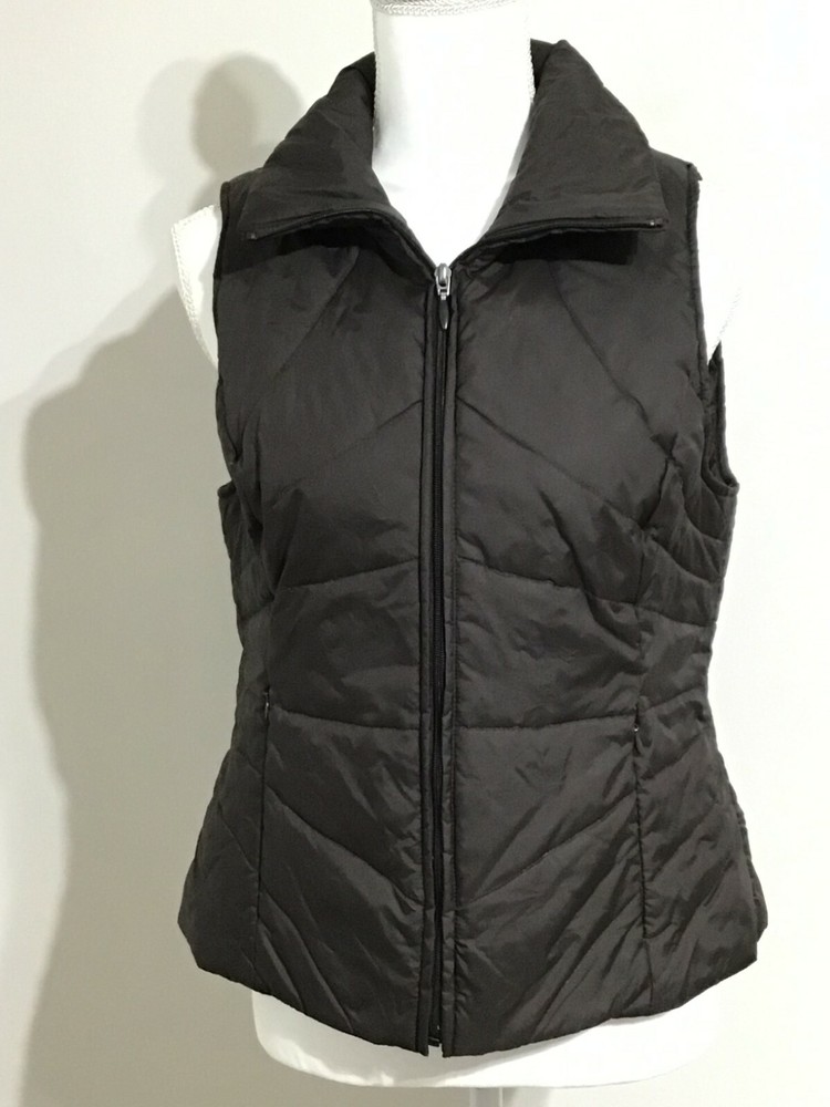 Kenneth Cole Reaction Puffer Vest Womens Med Brown Full Zip Down Feathers-image