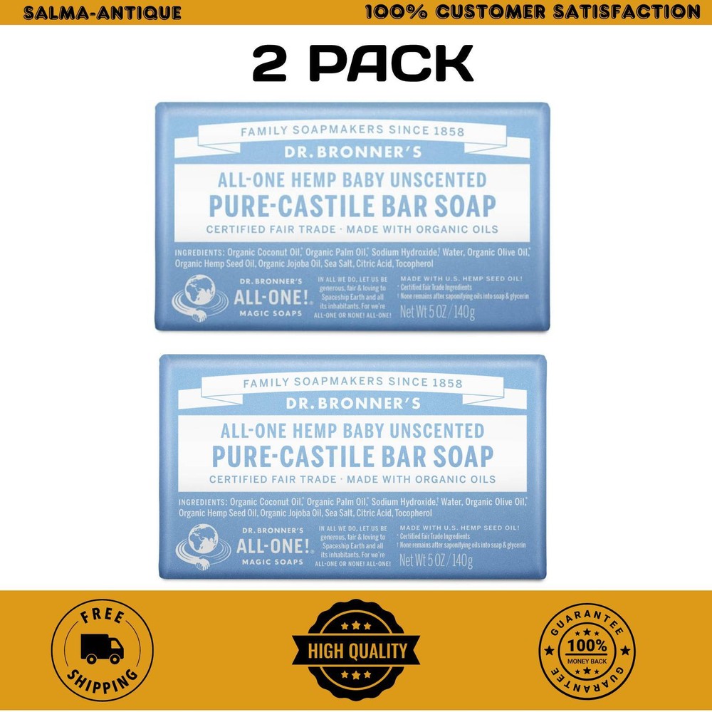 Dr. Bronner's Pure-Castile Bar Soap a Baby Unscented a 5 oz - Adults, Children,