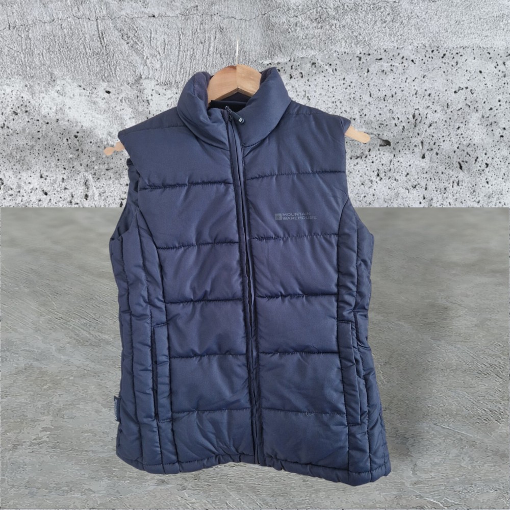 Mountain Warehouse Puffer Gilet BNWT Women's Size 8 Navy Blue Polyester Full Zip