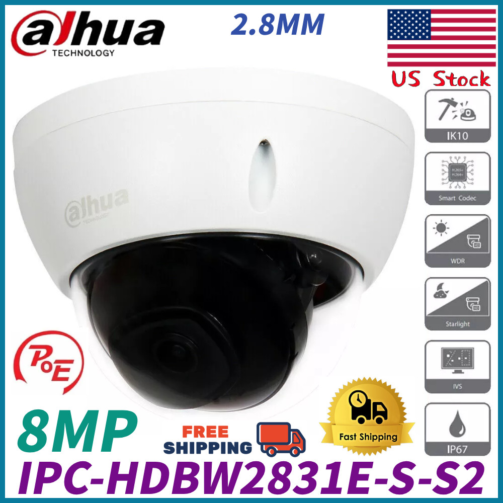 Dahua 4K 8MP Starlight IP Dome Camera with IR WDR PoE 2.8mm Lens