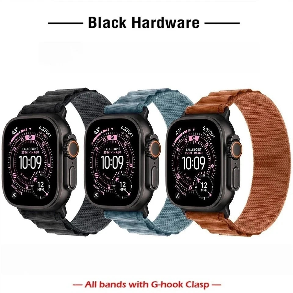Black Hardware Alpine Loop/ Trail Loop /Ocean Band For Apple Watch Ultra 3 49mm