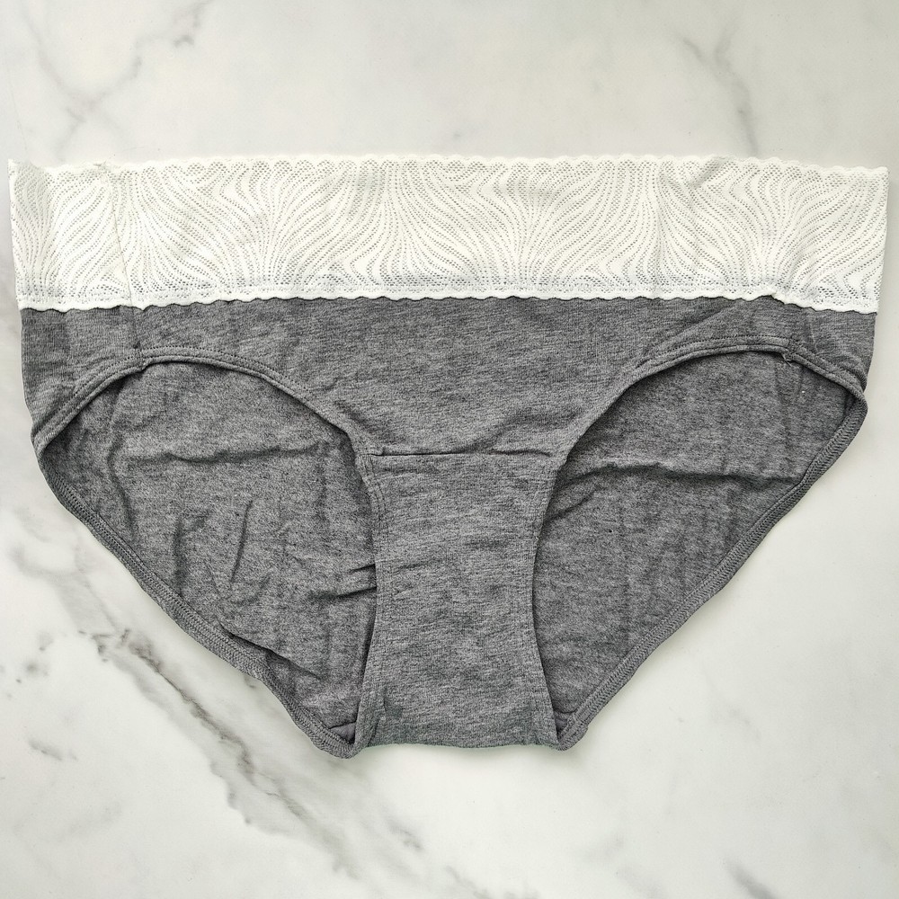 Soma Cotton Modal Lace Hipster Panty Heather Graphite SZ M