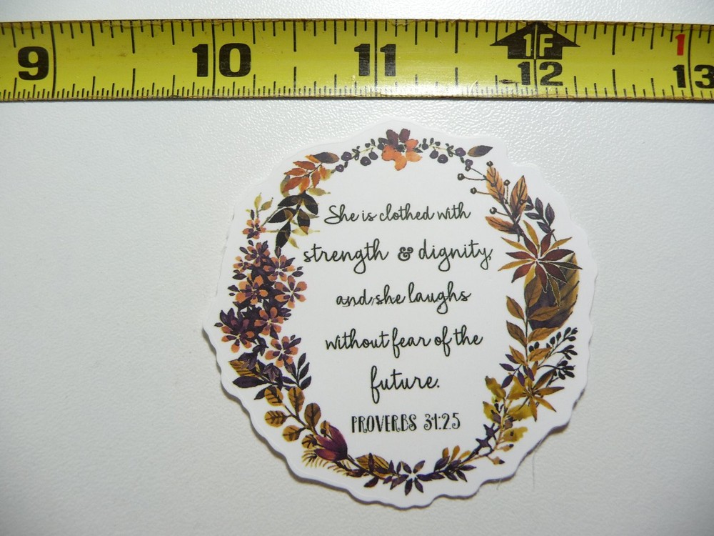 Religious She is Clothed with Dignity Decal Sticker for Church Faith Christian Decor
