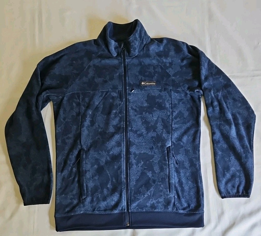 Men's Columbia Crater Summit Fleece Jacket - Blue Full Zip with Pockets - Size Large