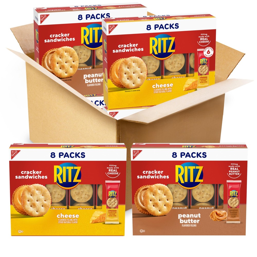 Peanut Butter Sandwich Cracker Snacks and Cheese Sandwich Crackers, Snack Cra...