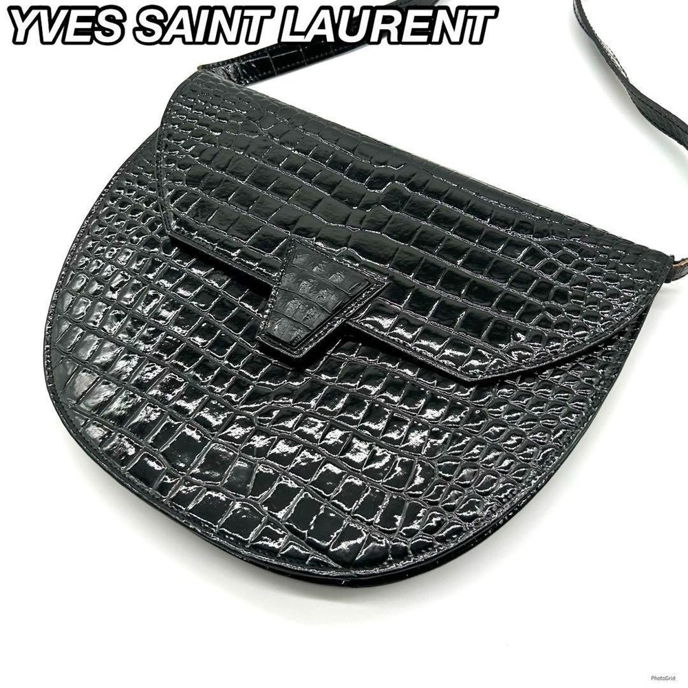 Yves Saint Laurent YSL Cassandra Black Leather Shoulder Bag Authentic F06221992