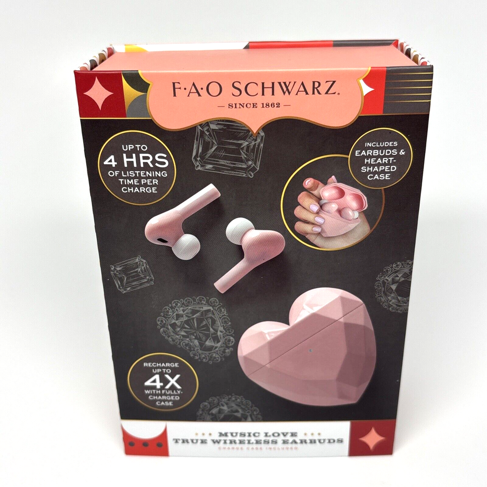Pink Heart-Shaped Wireless Earbuds with Case by FAO Schwarz  