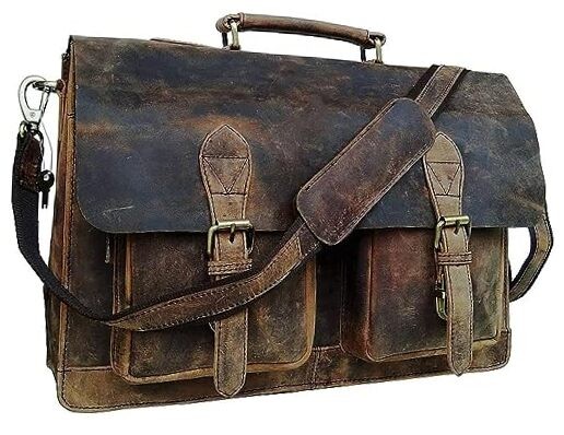 Retro Brown 18 Inch Laptop Messenger Bag Crossbody Office Briefcase Travel