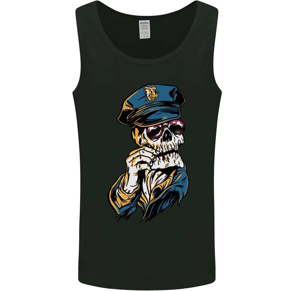 Policeman Skull Police Officer Force Mens Vest Tank Top