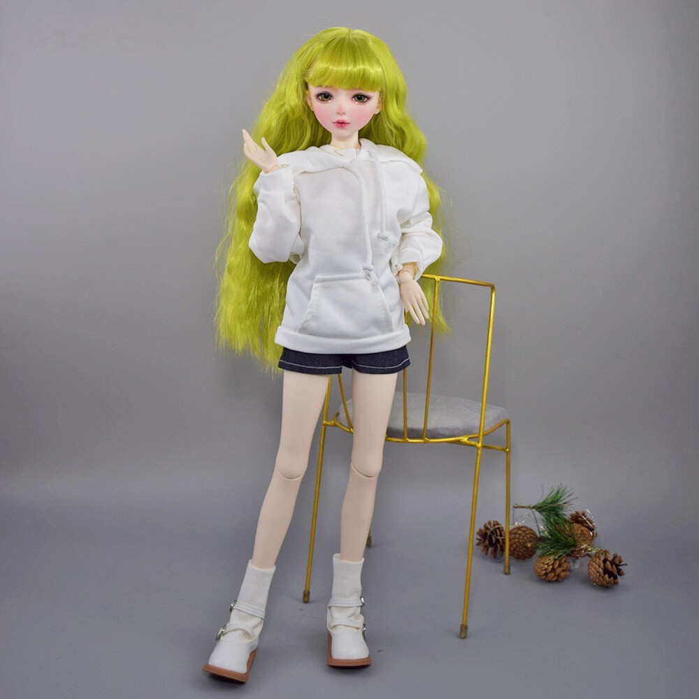 1/3 BJD Doll Set with Pretty Makeup, 3D Eyes, Green Wig & Outfit-image