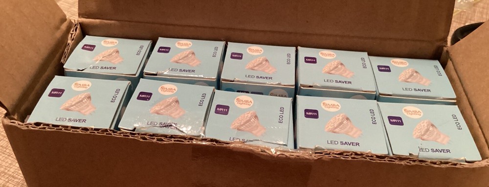 Simba Lighting LED MR11 Bulbs 10 Pack 12V 3W Energy-Saving 2-Pin Halogen Replacement