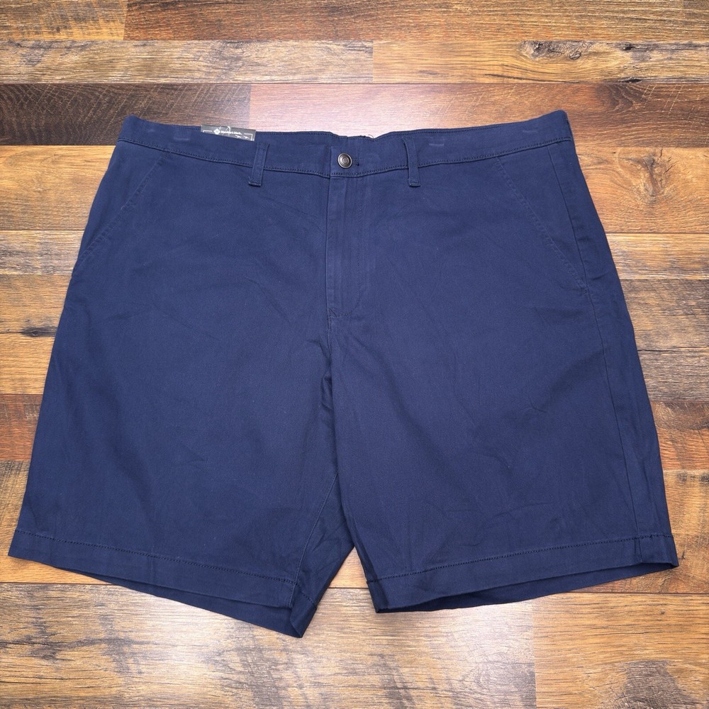 Men's Members Mark 40 Blue Mid Rise Stretch Flat Front Shorts-image