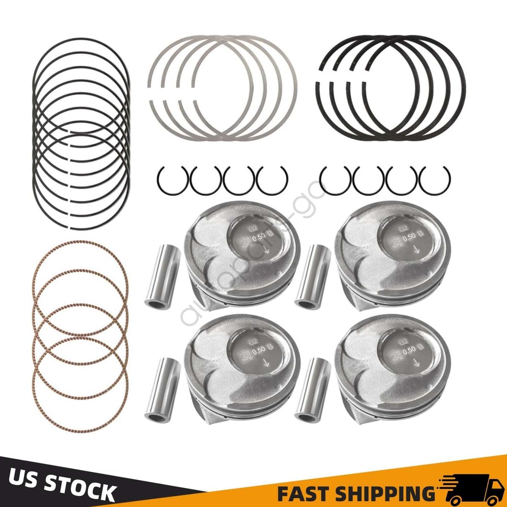 New +0.50MM Piston & Rings Set For Hyundai Tucson Kia Soul Forte Forte5 2.0L