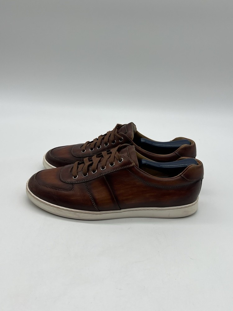 Magnanni Franco Low Mens Sz 8.5M Brown Cognac Burnished Leather Shoes Sneakers.