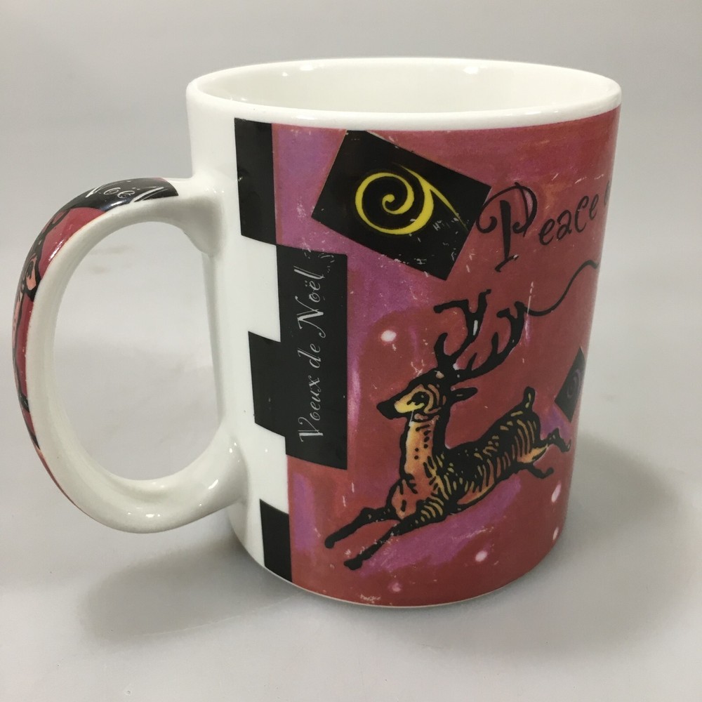 Starbucks Deborah Reinhart Reindeer Red Christmas Coffee Mug Holiday Season