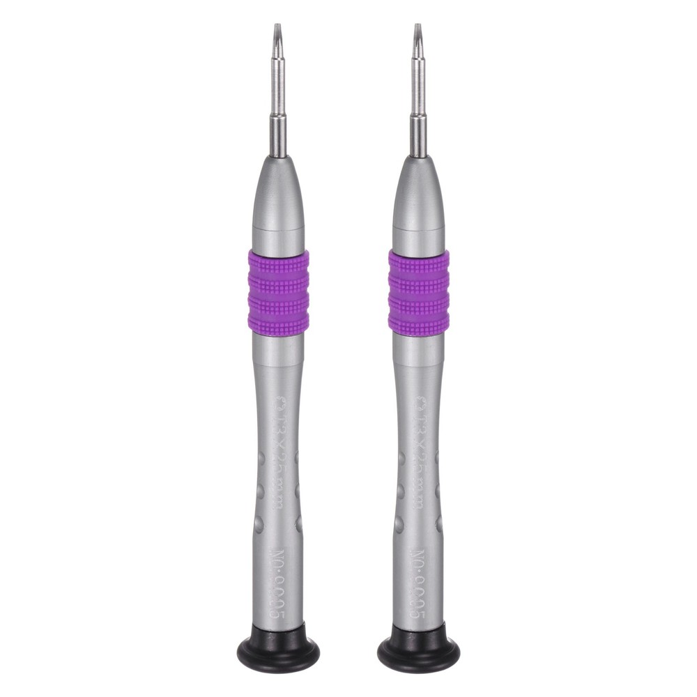 2pcs T3 Precision Magnetic Torx Screwdriver with Non-slip Handle, Purple