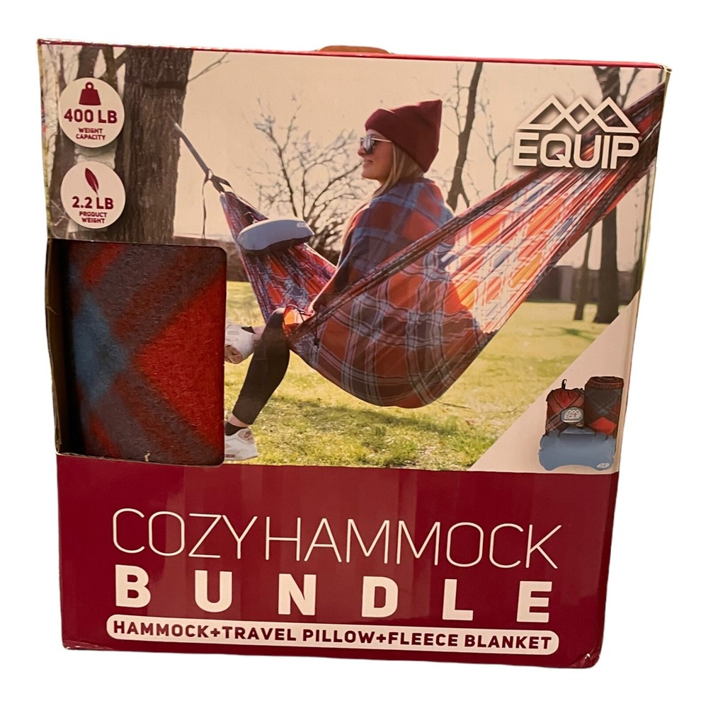 Equip Hammock Cozy  Bundle Travel, Blanket, Pillow. New In Box 1 Person