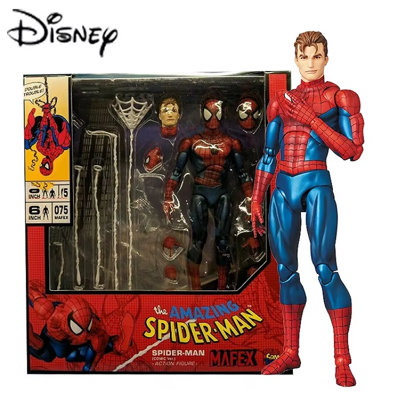 16CM Disney Mafex 075 Spiderman Action Figure Model Doll Toys Collection Gifts
