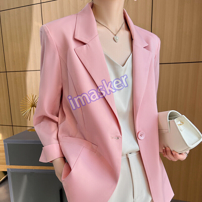 Blazer Women's Korean Style Casual Suit Office Workwear Blazer Coats One Button