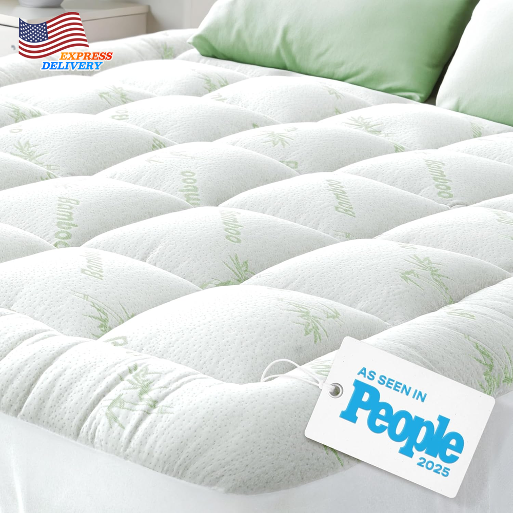 Ultra Soft Queen Size Mattress Topper for Back Pain Relief Hot Sleepers Green