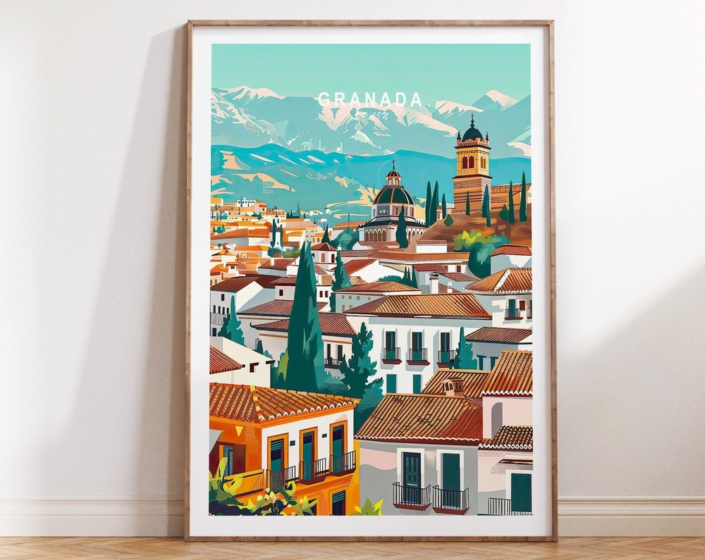 Granada Spain Travel Print Spain Travel Poster Granada Spain Wall Art Custom
