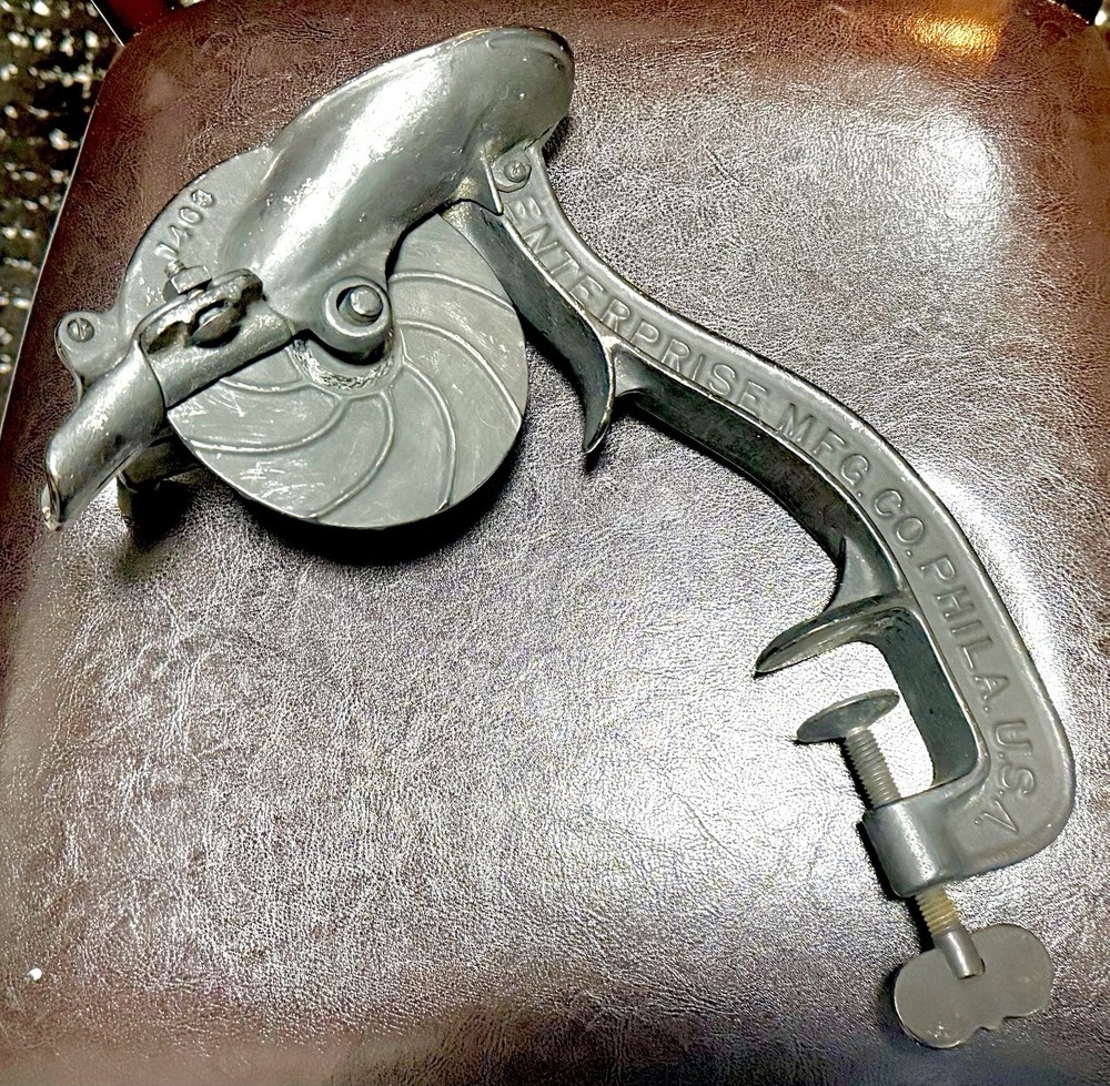 Antique Enterprise No 1 Cherry Stoner Cast Iron Clamp Pitter USA 1309