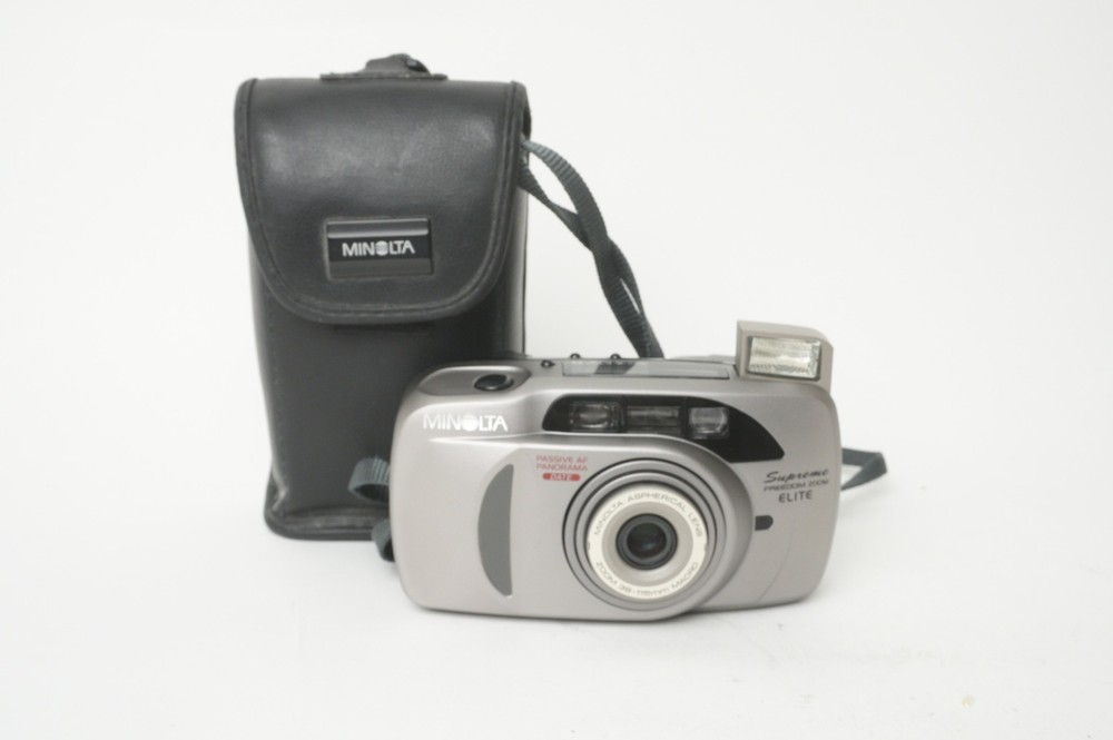Minolta Supreme Freedom Zoom Elite 35mm Point & Shoot Film Camera Works + Case!