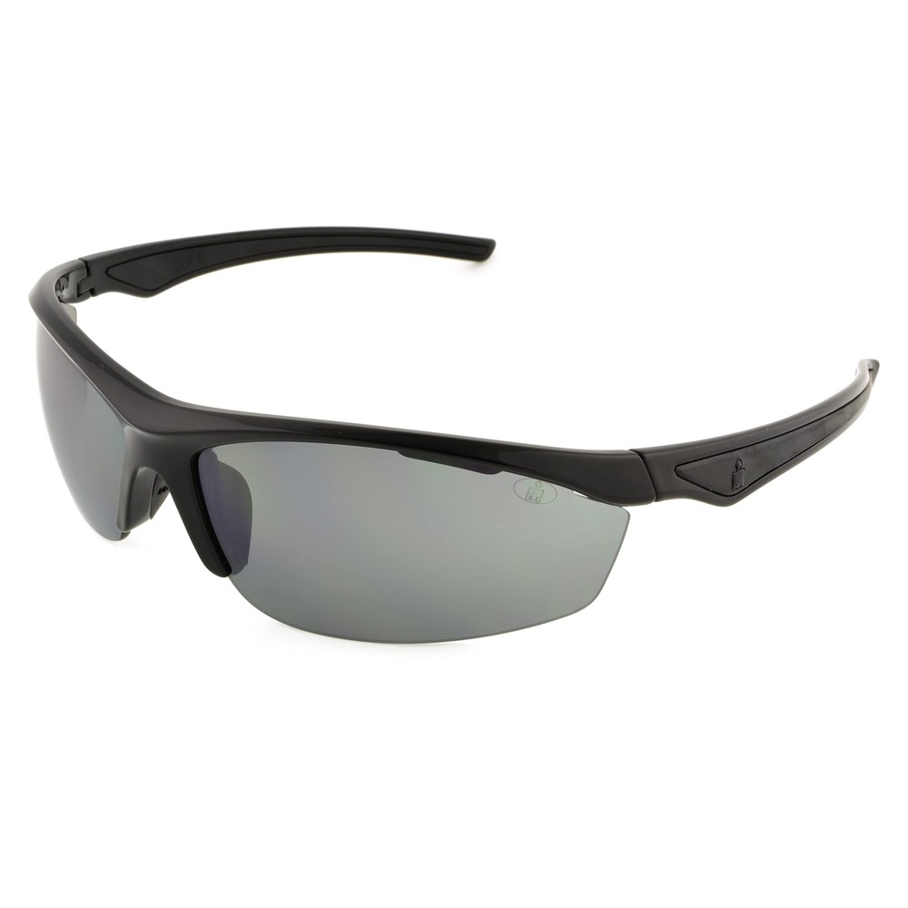 Shiny Black Wrap-Around Sport Sunglasses for Men, 71mm Frame