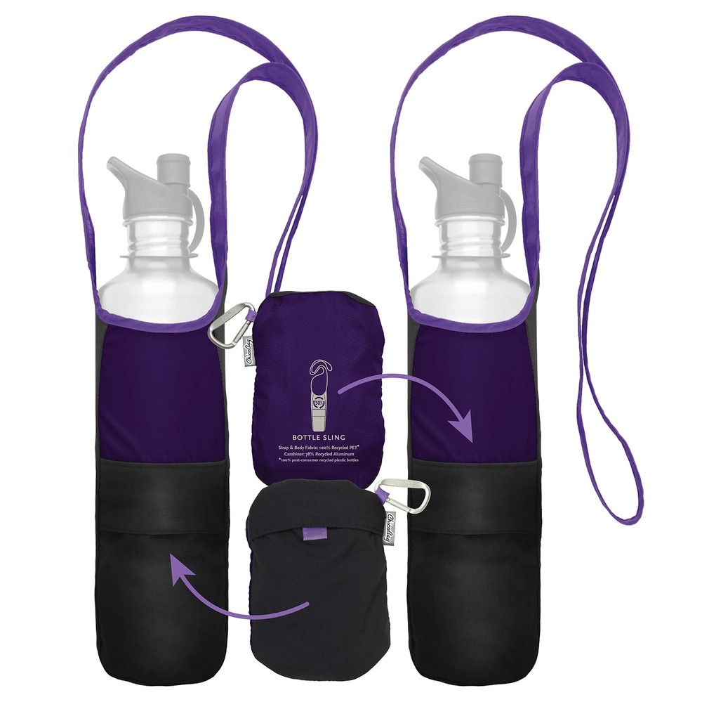 rePETe Water Bottle Sling w/Strap, Carabiner Clip, Built-In Pouch, & Convenie...