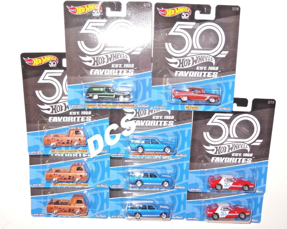 RARE HOT WHEELS 2018 50th ANNIVERSARY FAVORITES CASE OF 10 PCS 1/64 FLF35-956A