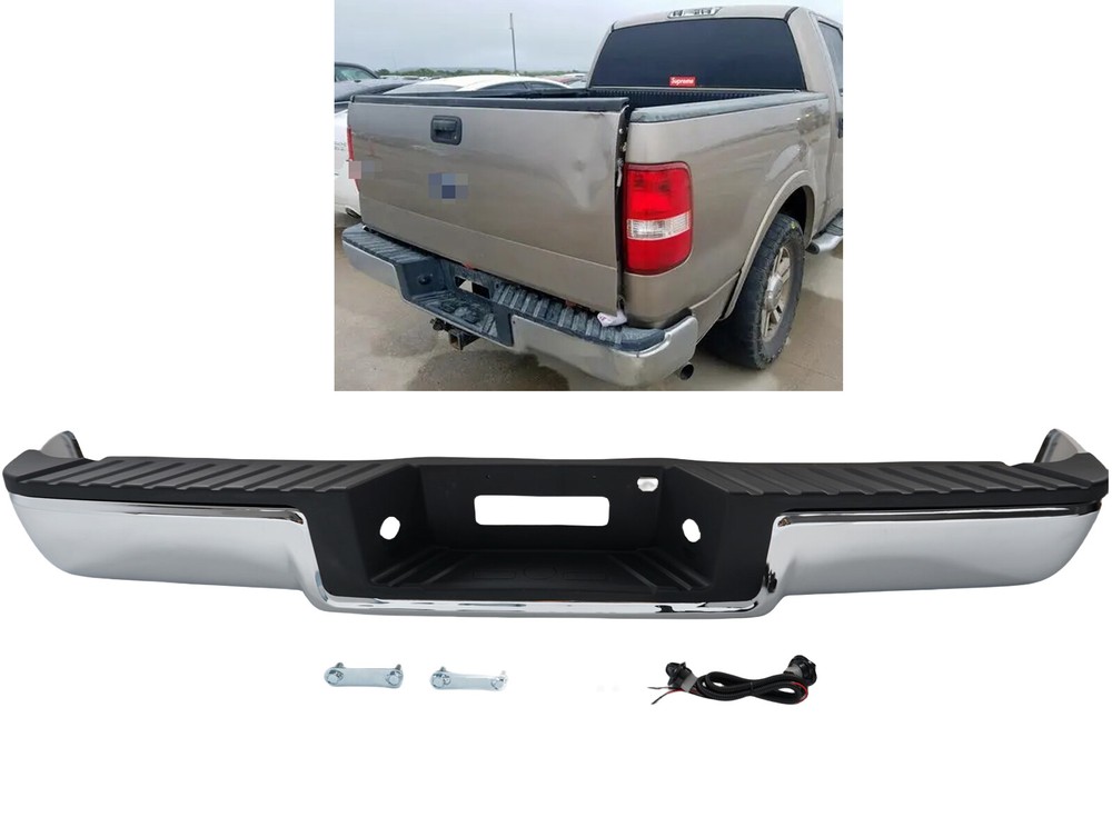 Steel Rear Step Bumper Assembly For 2004-2006 Ford F-150 Fleet Side Steel Chrome