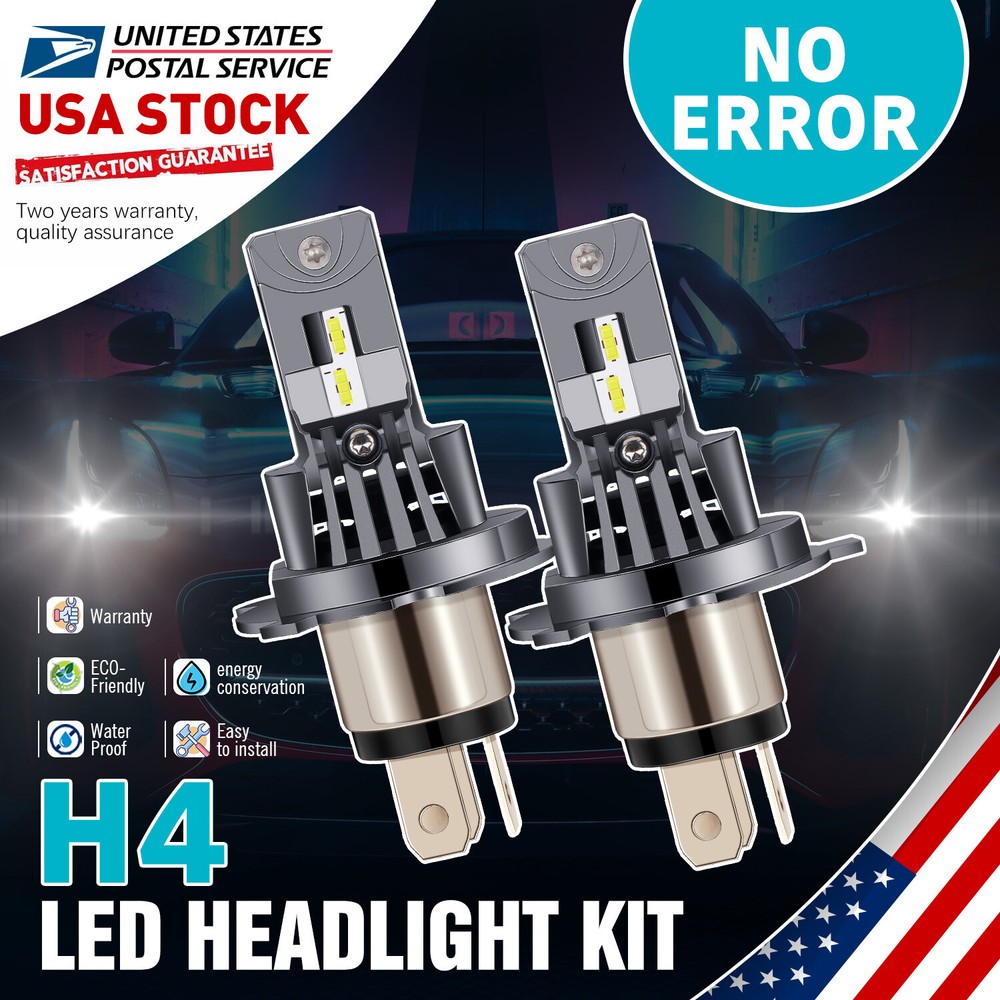 H4 Beam LED Car Bulbs Headlight Lamp Kit 6000K White 20000LM Super Bright 25W