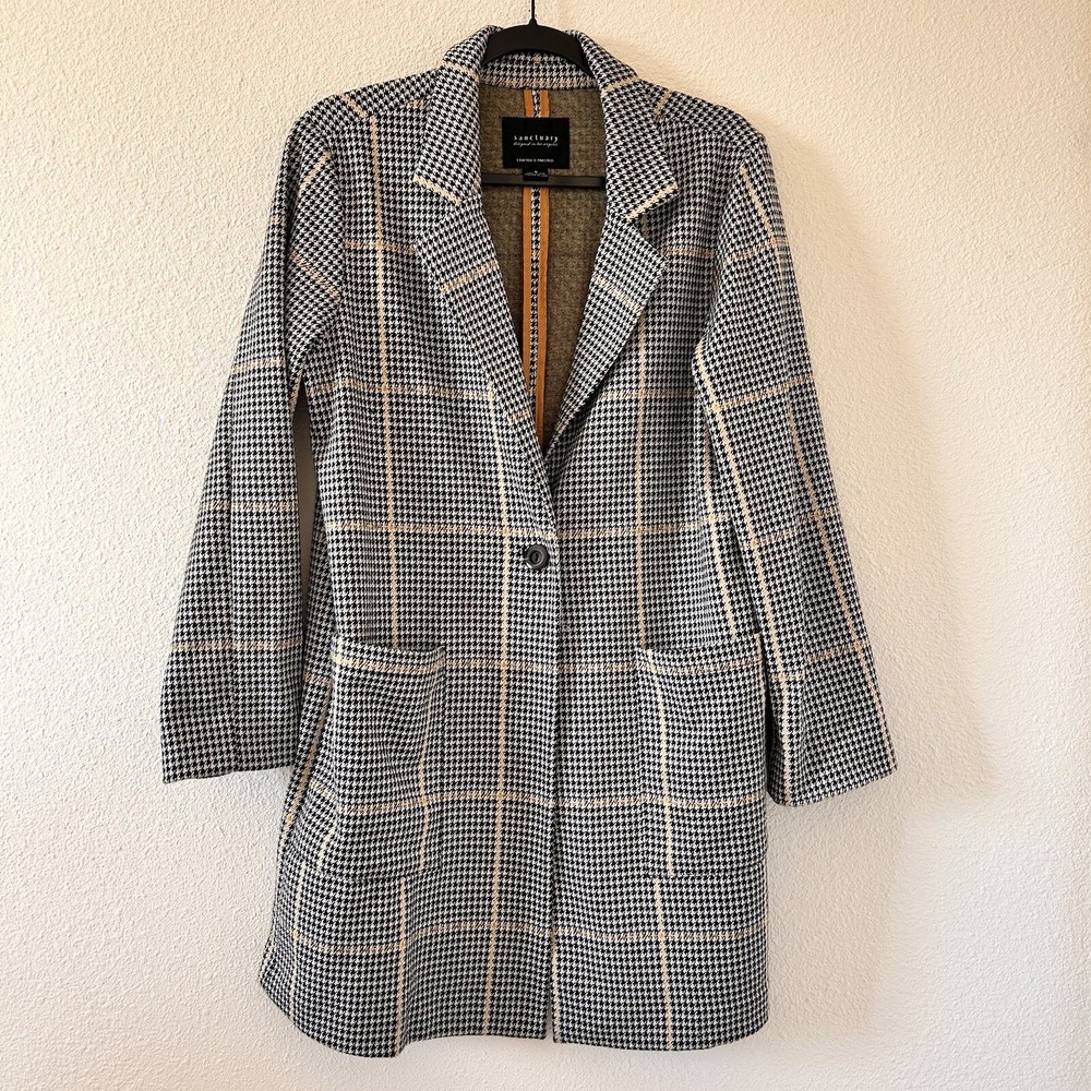 Sanctuary City Houndstooth Blazer Duster Knit Womens Medium