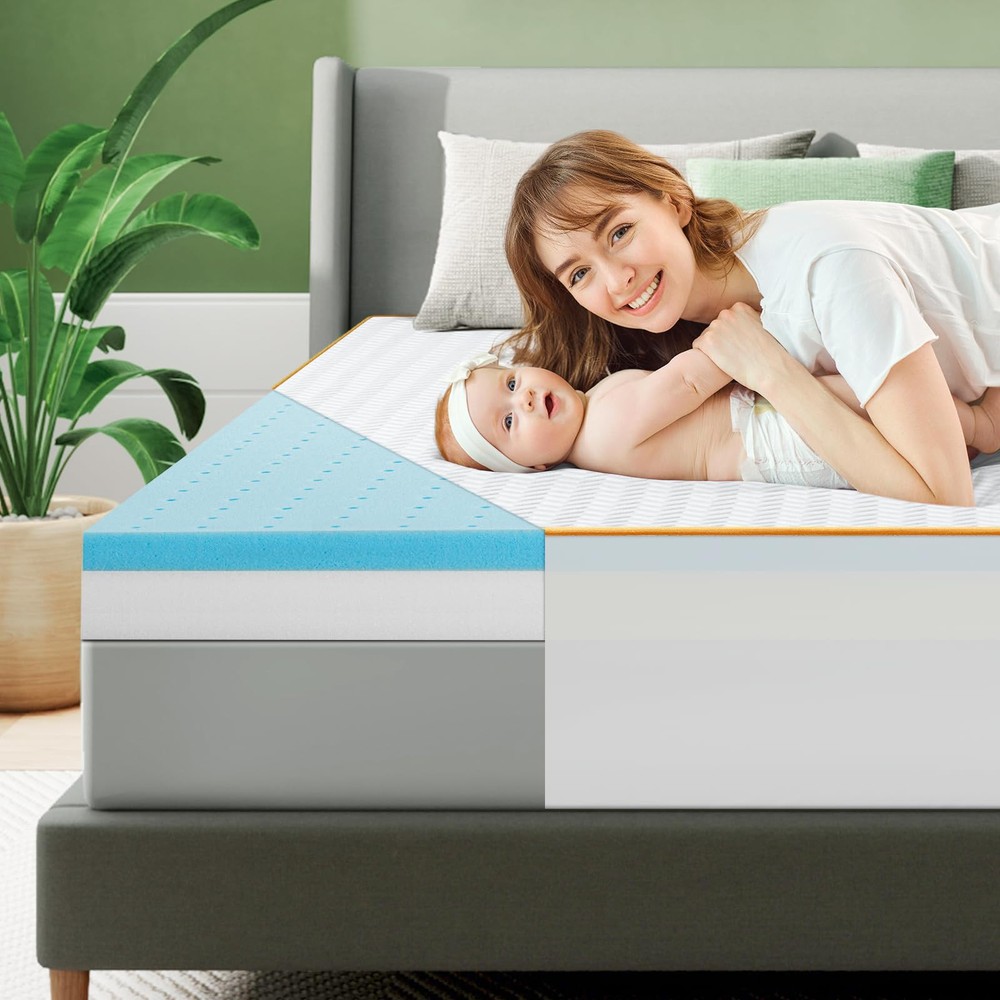 VISCOFLEX Firm Mattress Topper King, 4 Inch King Size Memory Foam Mattress To...