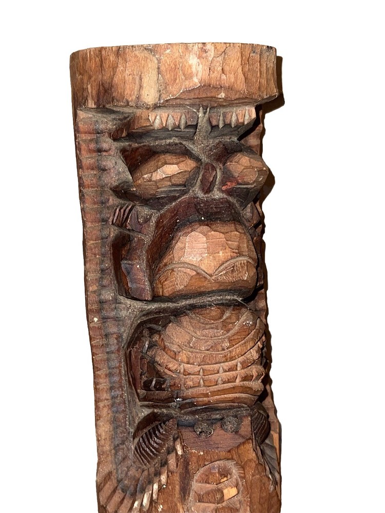 Vintage Hand Carved Tiki Man JUNGLE JIM Wooden Statue For Tiki Bar