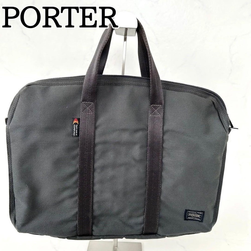 Porter Canbus Business Bag Briefcase Gray Canvas 40x32cm Handheld