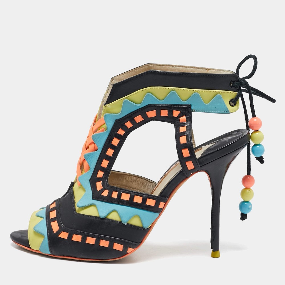 Sophia Webster Riko Size 38 Multicolor Leather Ankle Strap Sandals