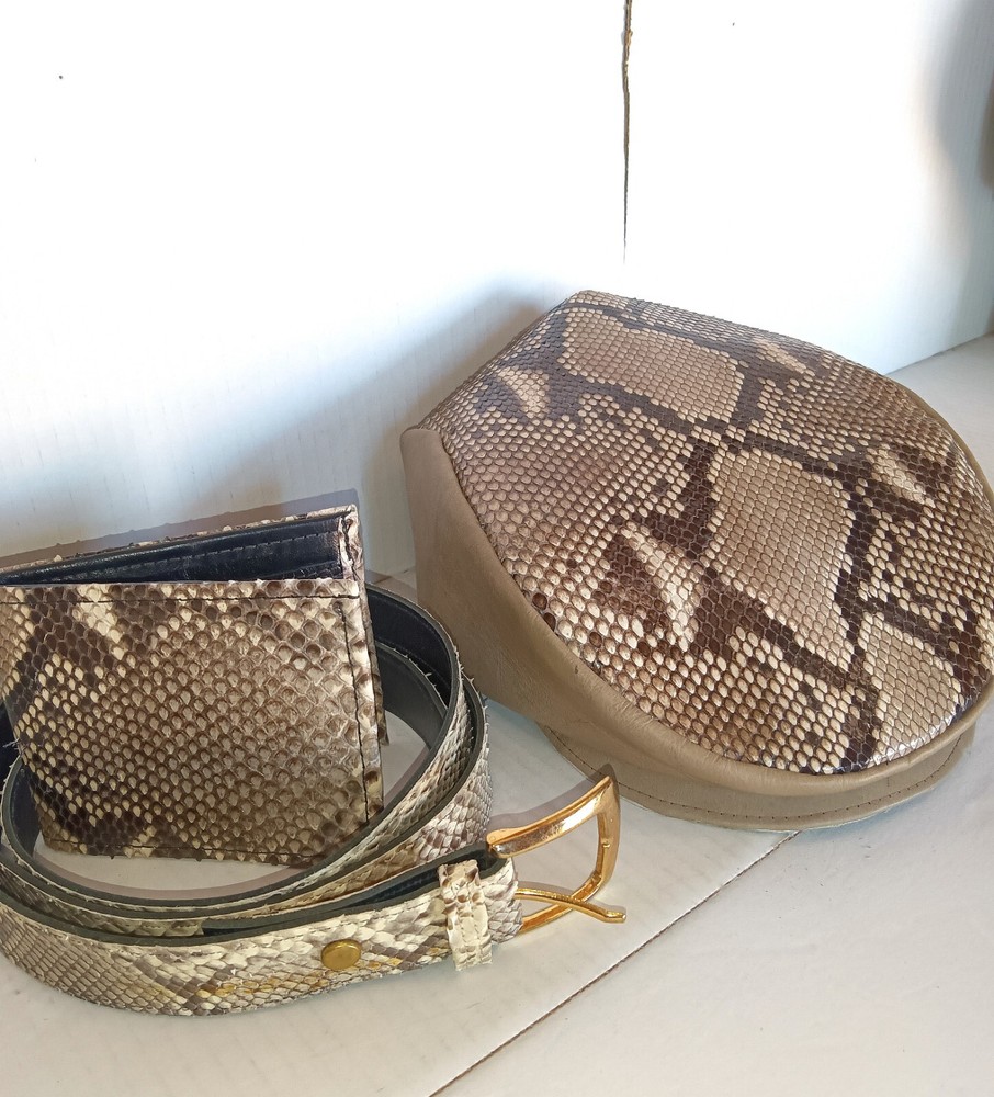 Cap, Python Skin/Beige Leather  (L)