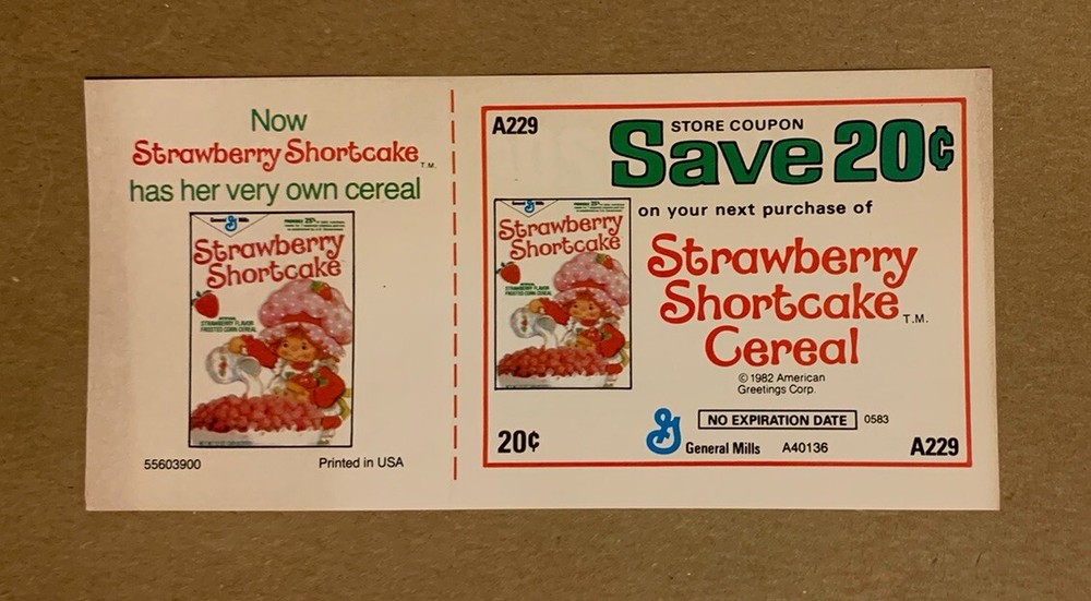 Strawberry Shortcake General Mills Cereal Insert Coupon 1982 Vintage RARE-image