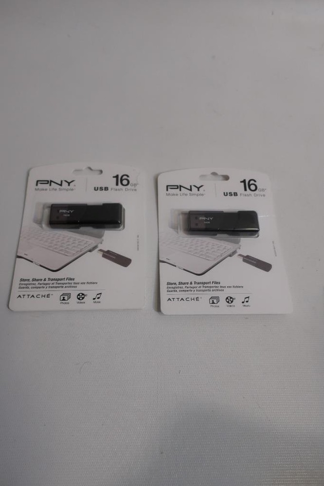 PNY 16GB USB Flash Drive Lot of 2 for File Storage & Transfer