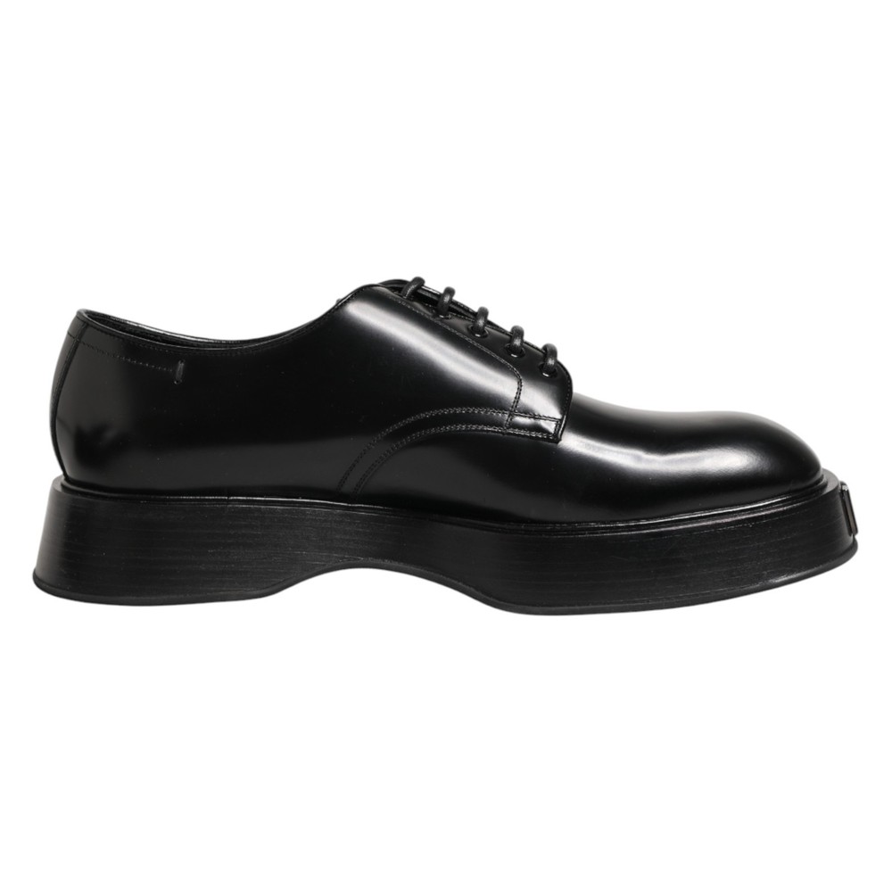 DOLCE & GABBANA Shoes Black Calfskin Leather Men Derby Dress EU42 / US9 970usd