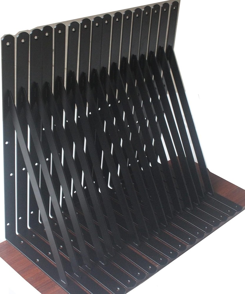 16 Black Heavy Duty Wall Shelf Brackets for Modern Home Storage  