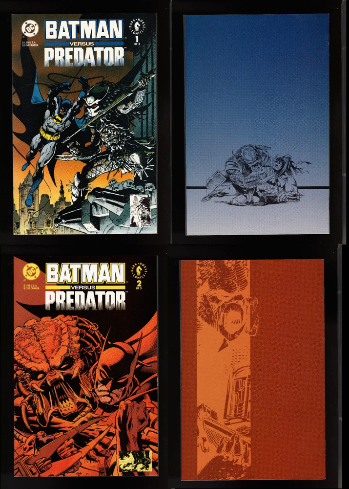 BATMAN VERSUS PREDATOR #1&2 (9.6/9.8 NM+ AVG) DC/DARK HORSE 1991 NEAR COMPLETE!