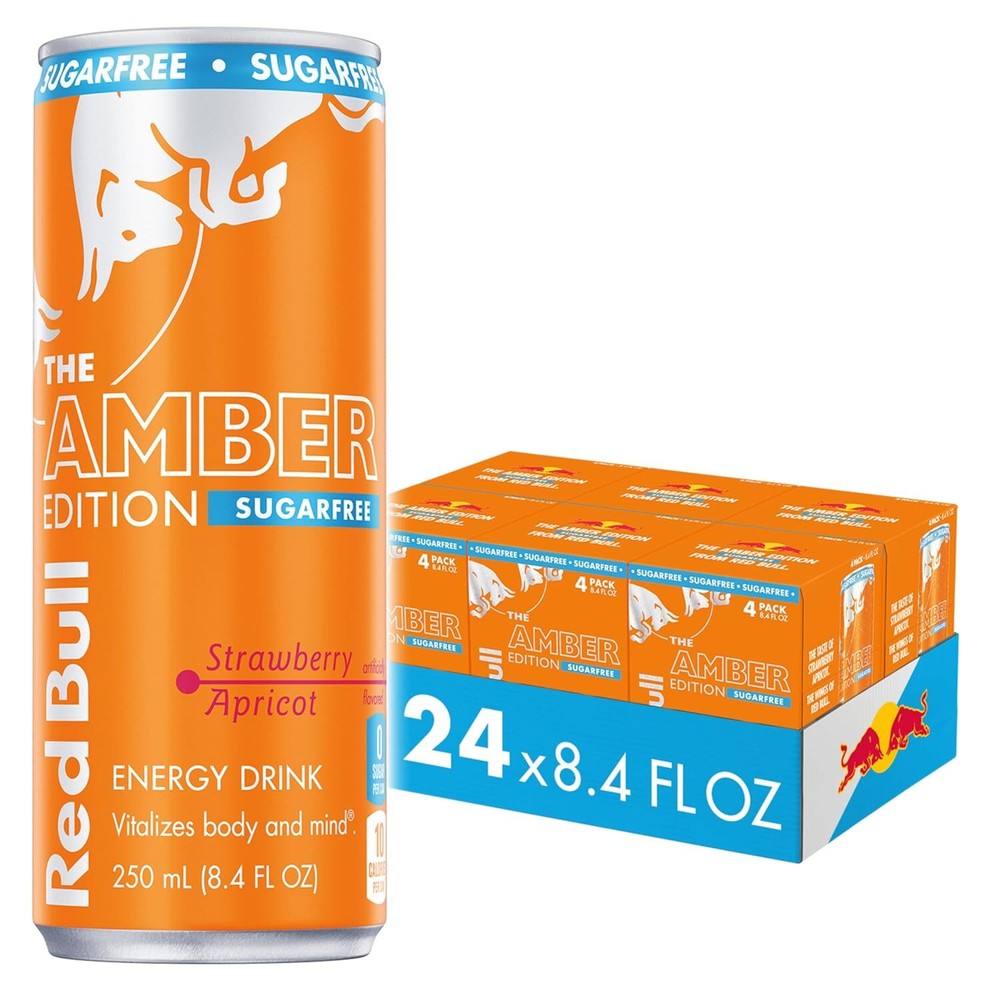Amber Edition Sugar Free Energy Drink, Strawberry Apricot, with 80mg Caffeine pl