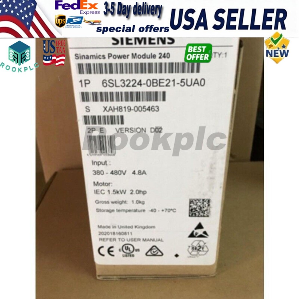 New Siemens G120 PM 240 Power Module 6SL3224-0BE21-5UA0 6SL3 224-0BE21-5UA0