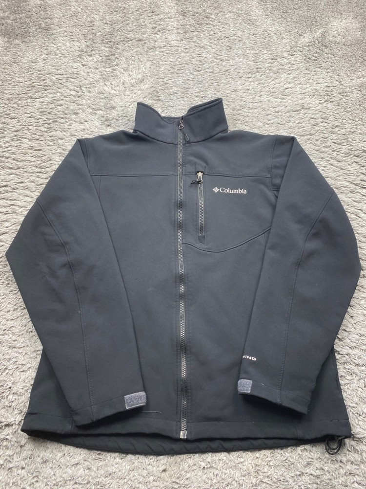 Columbia Jacket Men Medium Cruiser Valley Black Softshell Full Zip Bomber Coat