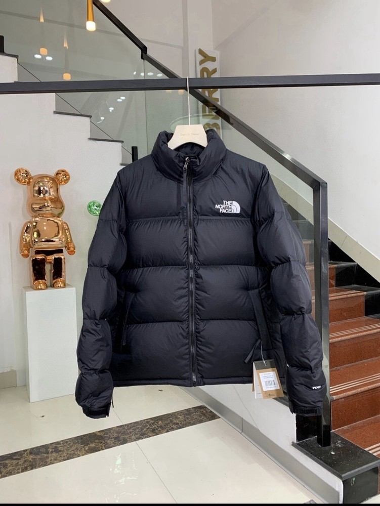 The North Face Black 700 Down Heavyweight Puffer Jacket Men Zip Stand-Up Collar